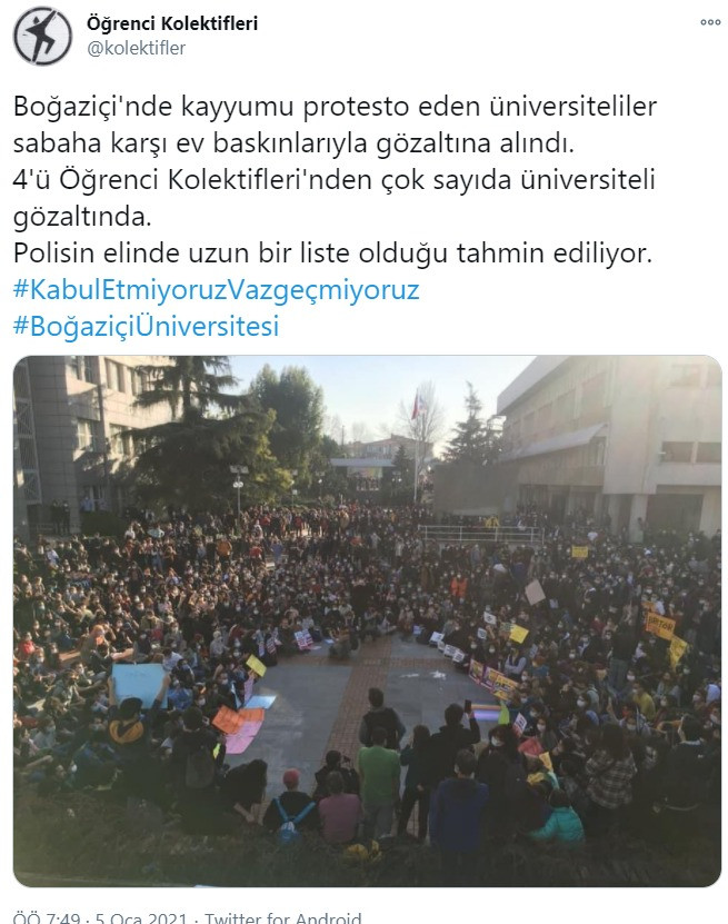 'Kayyum rektör istemiyoruz' diyen Boğaziçi öğrencileri ev baskınlarıyla gözaltına alındı! - Resim : 1