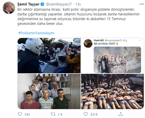 AKP'li Şamil Tayyar Boğaziçi öğrencilerini 15 Temmuz fotoğrafıyla tehdit etti - Resim : 1