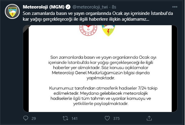 Meteoroloji: İstanbul'da kar yağacak açıklaması yapmadık! - Resim : 1