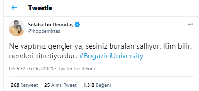 Selahattin Demirtaş'tan Boğaziçi Üniversitesi tweeti - Resim : 1
