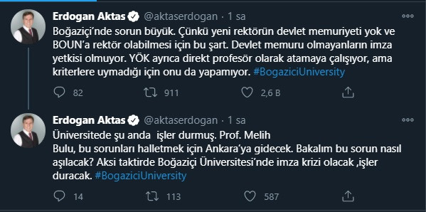 Melih Bulu, Boğaziçi Üniversitesi'nin rektörlük şartlarını karşılamıyor! - Resim : 1