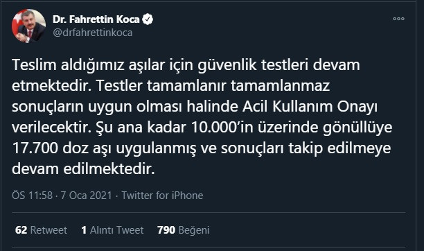 2021'in ilk Bilim Kurulu toplantısı sonrası Fahrettin Koca'dan aşı açıklaması! - Resim : 2