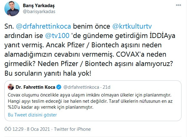 Fahrettin Koca'dan Yarkadaş'ın aşı iddiasına gece yarısı cevap geldi - Resim : 2