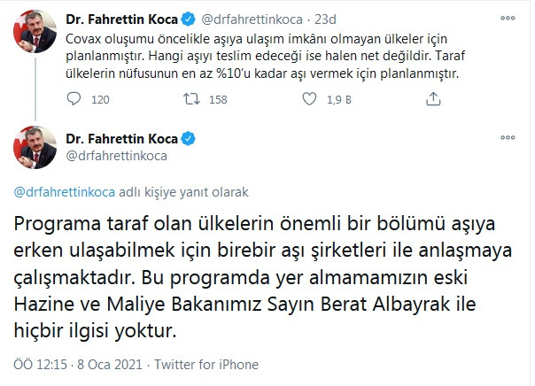 Fahrettin Koca'dan Yarkadaş'ın aşı iddiasına gece yarısı cevap geldi - Resim : 1