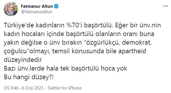 Fatmanur Altun: Üniversitelerde başörtülü hocaların oranı yüzde 70'e yakın olmalı - Resim : 2