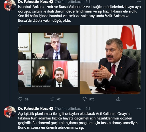 Fahrettin Koca'dan kritik dört büyükşehirle ilgili açıklama: Vaka sayılarında büyük düşüş! - Resim : 1