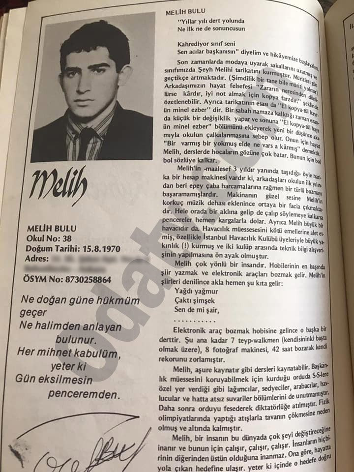 Atama rektör Melih Bulu'nun okul yıllığı ortaya çıktı: Hayat felsefesine göre kopya farzmış! - Resim : 1