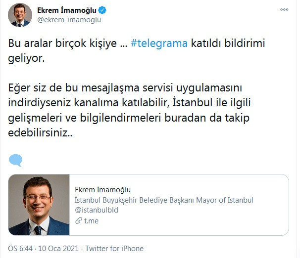 Ekrem İmamoğlu'ndan Telegram kararı - Resim : 1