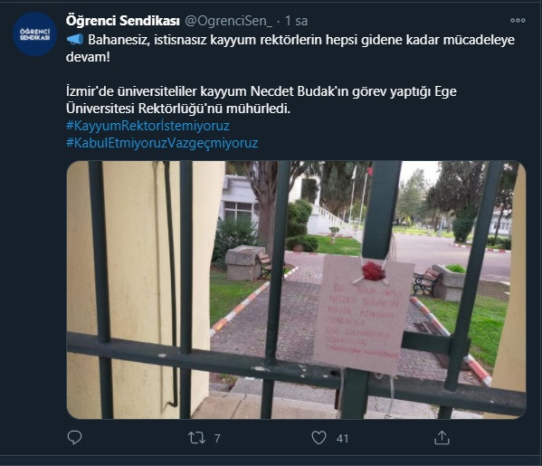 Kayyım rektör protestoları Ege Üniversitesi'ne sıçradı: Öğrenciler üniversiteyi mühürledi - Resim : 1