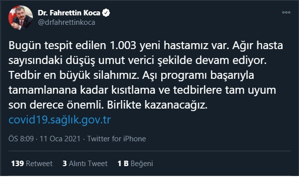 Türkiye'de koronavirüsten 174 kişi daha hayatını kaybetti! 10 bin 220 yeni vaka var - Resim : 1