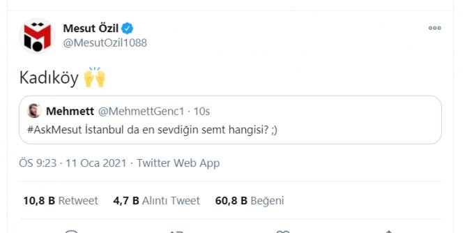 Mesut Özil taraftarların sorularını yanıtladı, Kadıköy mesajı gündem oldu - Resim : 1