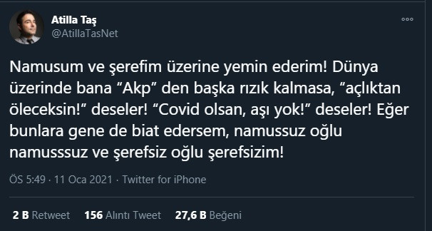 Atilla Taş'tan AKP'ye sert sözler: Namusum üzerine yemin ederim ki... - Resim : 1