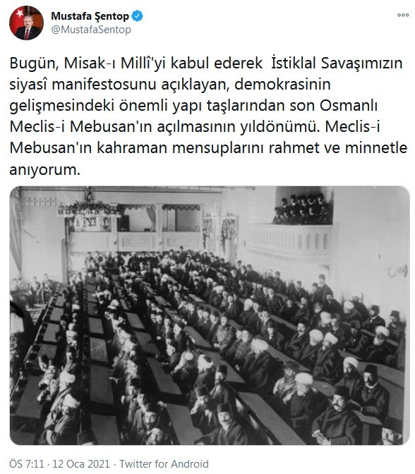 TBMM Başkanı Mustafa Şentop'tan 'Osmanlı Meclis-i Mebusan' paylaşımı - Resim : 1
