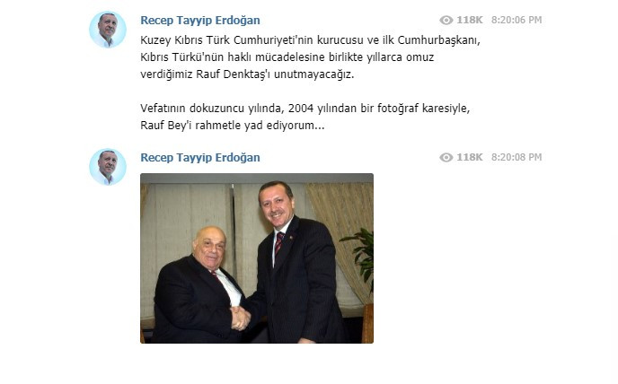 Erdoğan'dan Telegram hesabında 'Rauf Denktaş' paylaşımı - Resim : 1