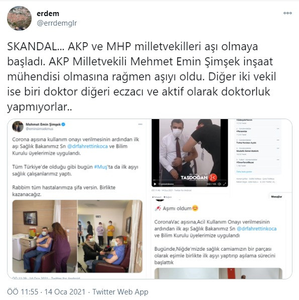 Sağlık çalışanları öncelikliyken AKP'li ve MHP'li vekiller aşı oldu! - Resim : 1