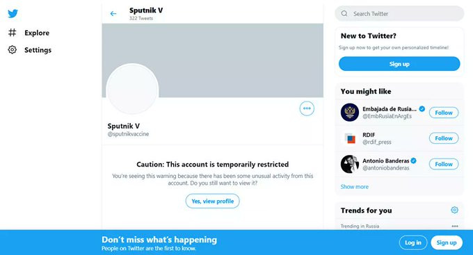 Twitter, Sputnik V aşısının hesabını kısıtladı! - Resim : 1