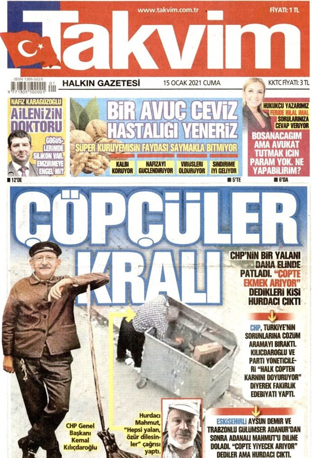 Yandaş gazeteden skandal manşet: Kılıçdaroğlu’nu çöpçü gibi göstererek aşağılamaya çalıştılar - Resim : 1