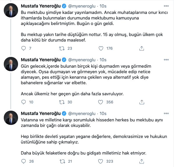 Mustafa Yeneroğlu, istifa ederken Erdoğan'a gönderdiği mektubu ilk kez paylaştı - Resim : 3