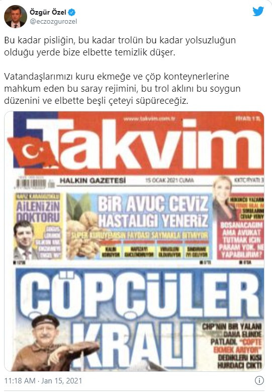 CHP'li Özgür Özel'den yandaş Takvim'in Kılıçdaroğlu manşetine sert çıkış - Resim : 2