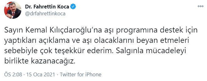 Fahrettin Koca'dan Kılıçdaroğlu'na teşekkür - Resim : 1