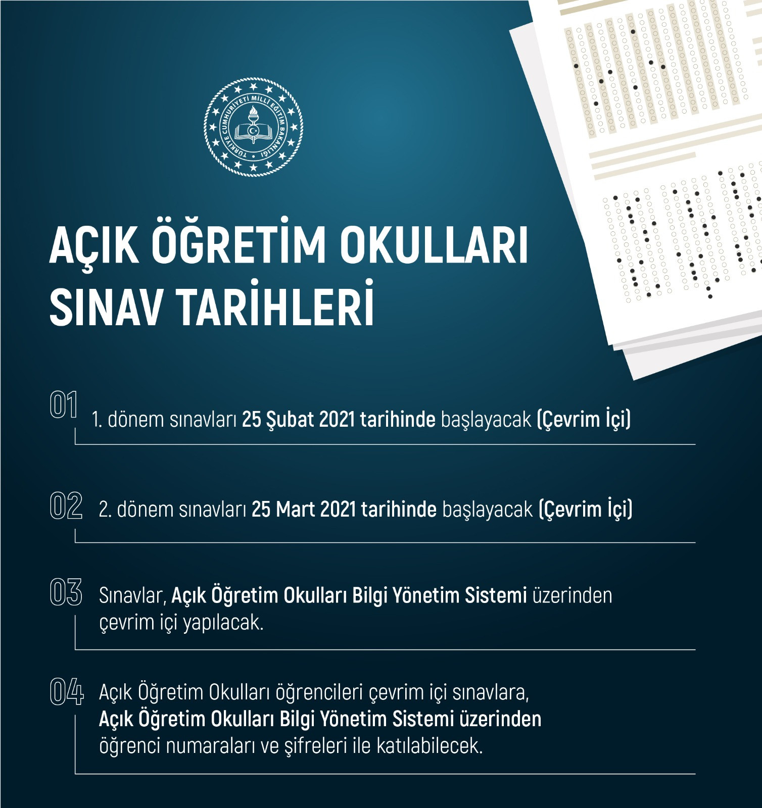 Milli Eğitim Bakanı Ziya Selçuk, Açık Öğretim Okulları sınavlarının tarihini paylaştı - Resim : 1