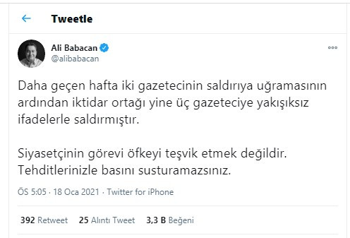 Ali Babacan'dan Devlet Bahçeli'ye Karar yazarları tepkisi: Tehditlerinizle basını susturamazsınız - Resim : 1