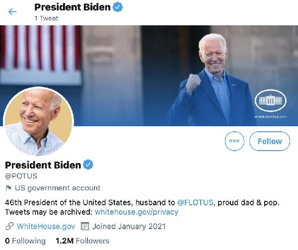 Twitter, ABD başkanlık hesabını Joe Biden'a devretti - Resim : 1