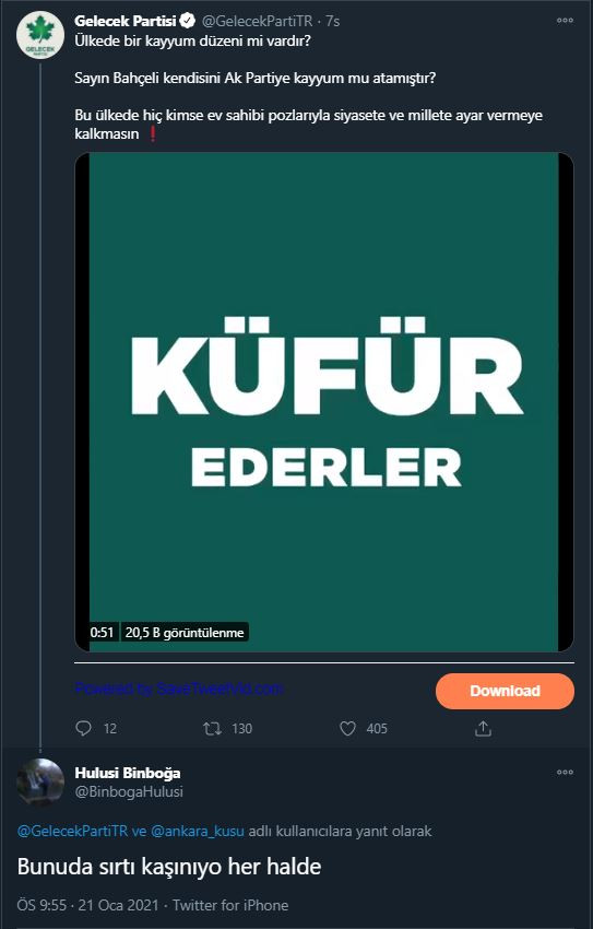 Tepkiler üstüne tweetini sildi: MHP'li isim Gelecek Partili ismi tehdit etti - Resim : 1