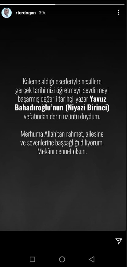 Erdoğan'dan Yavuz Bahadıroğlu için başsağlığı mesajı - Resim : 1