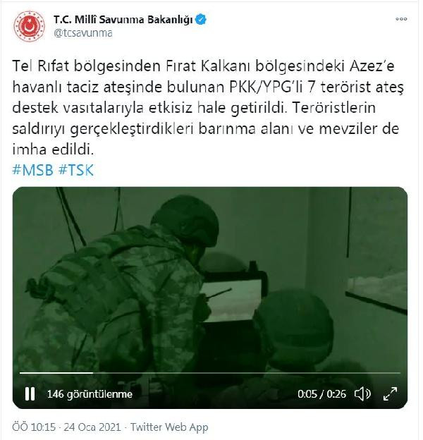 Milli Savunma Bakanlığı: PKK/YPG'li 7 terörist etkisiz hale getirildi - Resim : 1