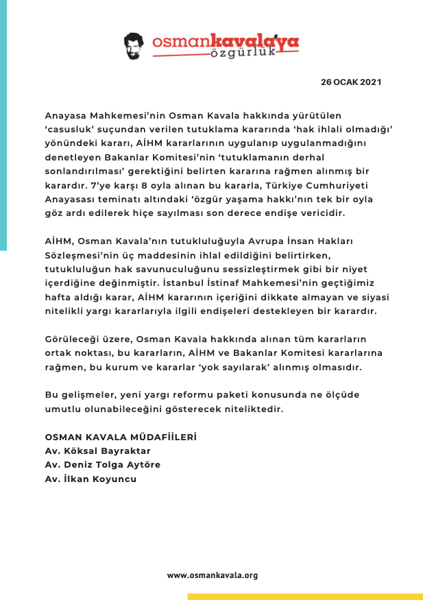 Osman Kavala'nın avukatları: Kamuoyunun bilgilendirilmesini hukuki bir zorunluluk addediyoruz - Resim : 2