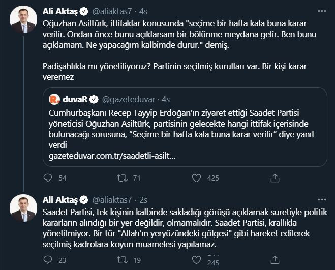 Saadet Partili Ali Aktaş'tan Akit'e sert tepki: 'Paçavradan dübür ifrazatı, şeref yoksunu' - Resim : 3
