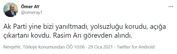 'AKP'li Belediye Başkanı Rasim Arı hem partiyi hem de görevi bıraktı' iddiası - Resim : 1