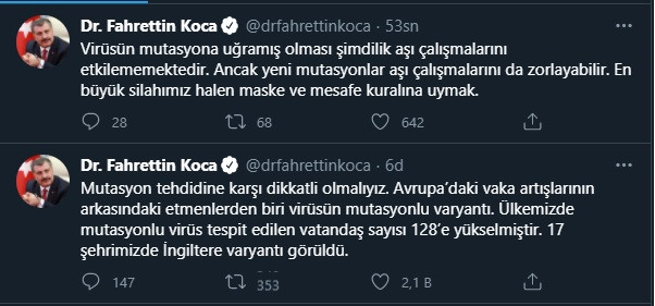 Fahrettin Koca'dan korkutan mutasyon açıklaması! - Resim : 1