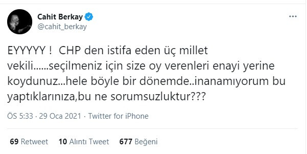 Cahit Berkay'dan 3 vekile tepki: 'Size oy verenleri enayi yerine koydunuz' - Resim : 1