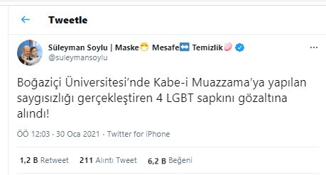 Süleyman Soylu duyurdu: Boğaziçi Üniversitesi'nde 4 kişi gözaltına alındı - Resim : 1