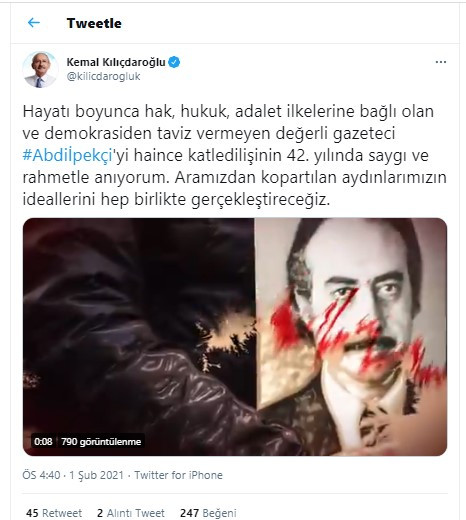 Kemal Kılıçdaroğlu'ndan Abdi İpekçi mesajı - Resim : 1