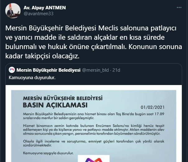 Mersin Büyükşehir Belediyesi'nde yangın: Saldırı mı düzenlendi? - Resim : 1