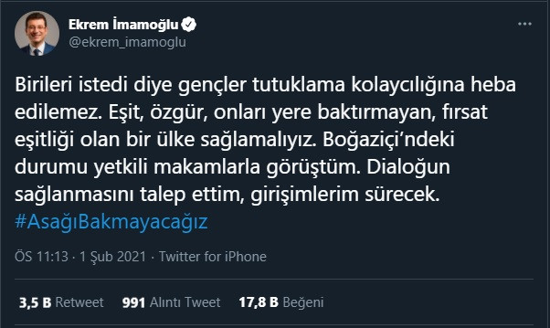 İmamoğlu'ndan 'Aşağı Bakmayacağız' desteği: Girişimlerim sürecek! - Resim : 1