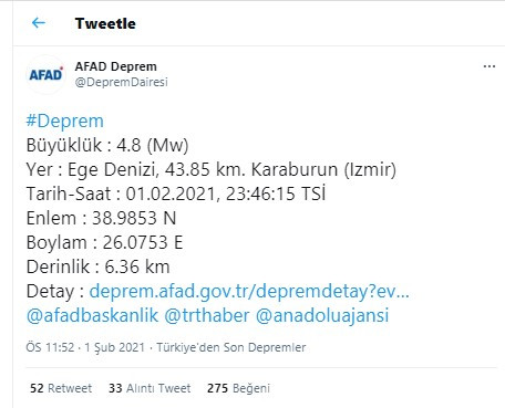 İzmir'de sarsıntılar sürüyor! Bir deprem daha - Resim : 1