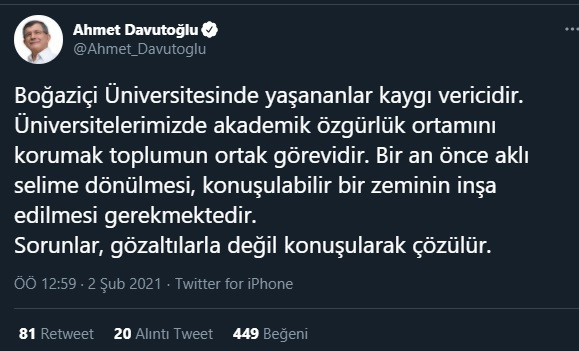 Davutoğlu'ndan Boğaziçi yorumu: Bir an önce... - Resim : 1