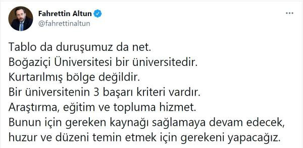 İletişim Başkanı Fahrettin Altun'dan Boğaziçi Üniversitesi'ndeki eylemler hakkında açıklama - Resim : 1