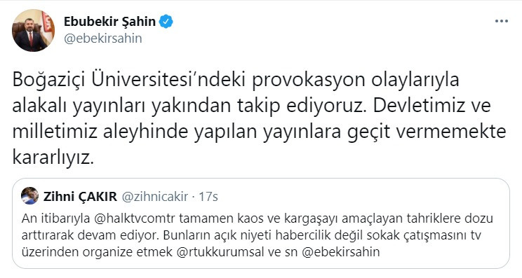 RTÜK Başkanı Ebubekir Şahin'den medyaya Boğaziçi tehdidi - Resim : 1