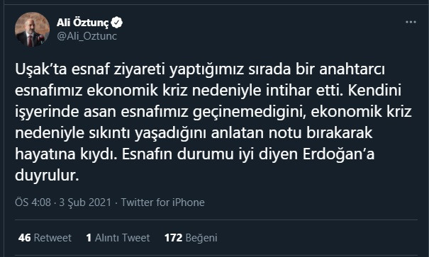 CHP heyetinin ziyareti sırasında bir esnaf intihar etti! - Resim : 1