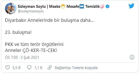 Süleyman Soylu: Terörü anneler çö ker te cek! - Resim : 1