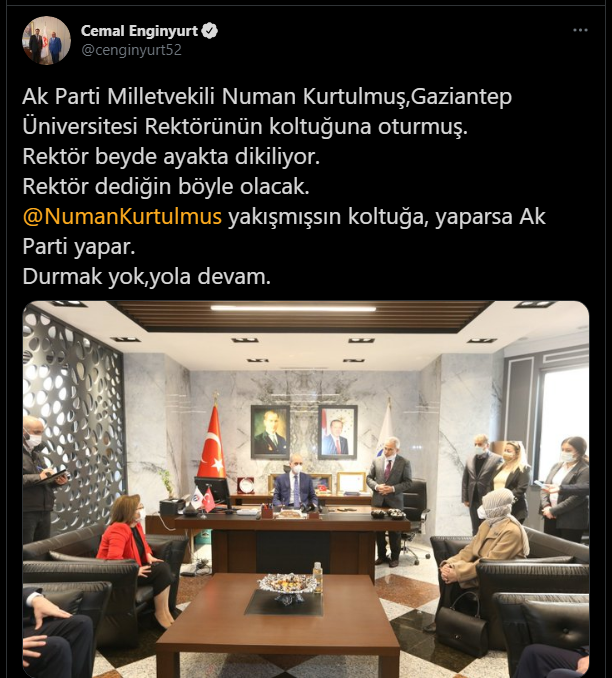 Cemal Enginyurt'tan o görüntüye tepki: Rektör ayakta 'dikiliyor', Numan Kurtulmuş koltukta - Resim : 1