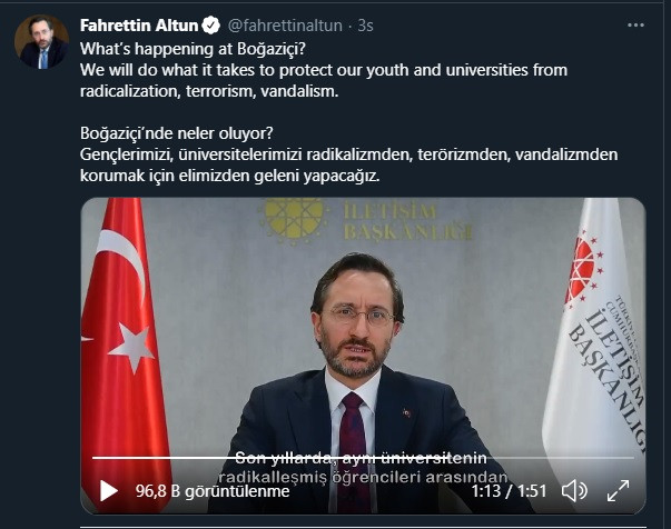 Fahrettin Altun'dan İngilizce Boğaziçi Üniversitesi videosu - Resim : 1