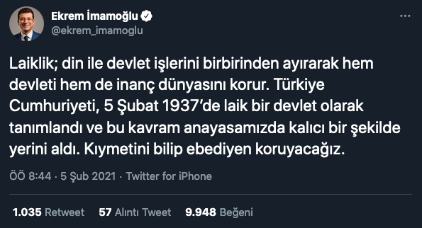 Ekrem İmamoğlu'ndan laiklik paylaşımı: 'Kıymetini bilip ebediyen koruyacağız' - Resim : 1