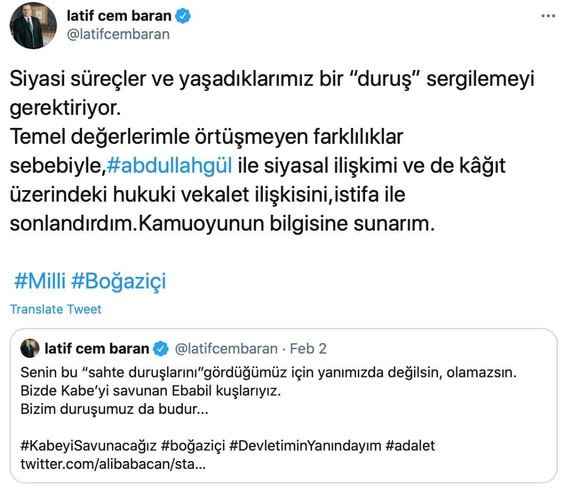 Abdullah Gül'e kızdı, istifa etti: Temel değerlerimle örtüşmeyen... - Resim : 1