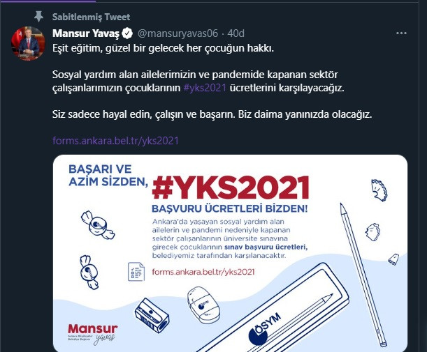 Öğrenciler YKS ücretine itiraz etti, Mansur Yavaş devreye girdi - Resim : 1